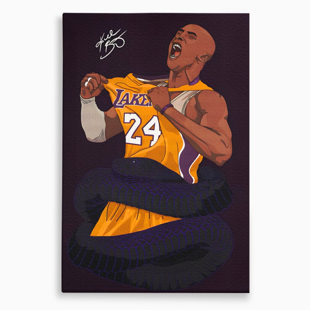 Tablou canvas cu ilustratie digitala portret kobe bryant, fara rama, pe sasiu de lemn